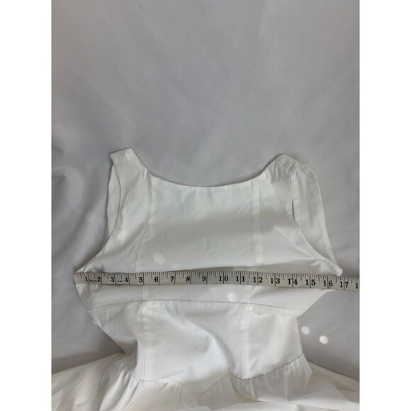 New White Mini Bubble Skirt Dress Bow Back Size M Girly Feminine Romantic Cute - Picture 10 of 11